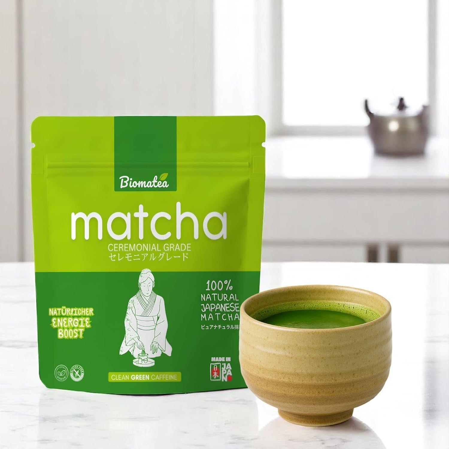 50G Matcha van ceremoniële kwaliteit uit Japan - 100% natuurlijk, vrij van pesticiden en getest - Steengrond - Moegi Matcha Premium Japans theepoeder