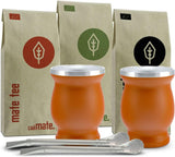 Mate Bio-theeservies ● 3 Mate-assortimenten + 2 dubbelwandige roestvrijstalen Mate-bekers + 2 bombilla's + zetinstructies (zwart)
