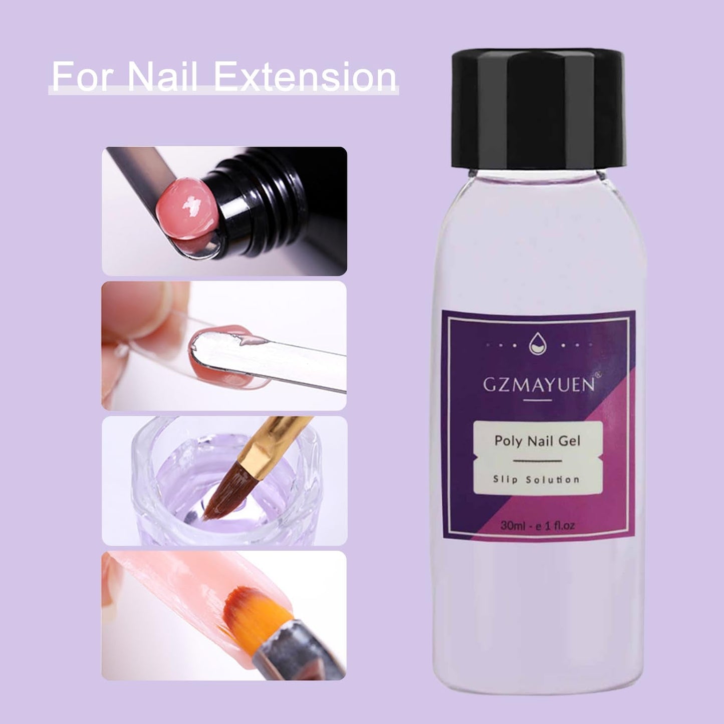 GZMAYUEN Poly Nail Gliding Solution 30 ml * 2 nagelverlengingsgel Vloeibare poly-extensiegel - Gemakkelijke doe-het-glijoplossing met borstel