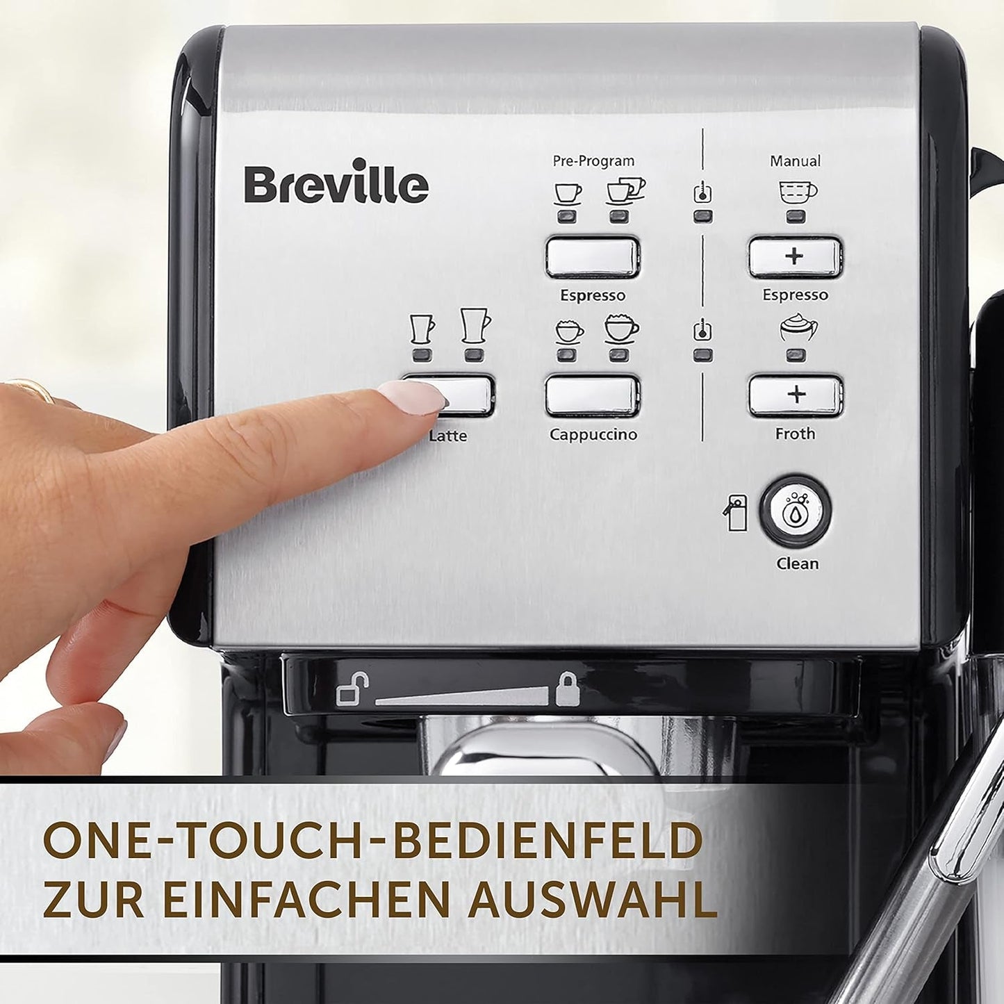 Espresso Breville Prima Latte II | Latte- en cappuccinomachine | Professionele pomp met 15 bar en melkopschuimer | Zilver [VCF108X]