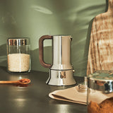 Alessi 9090/6 Espresso met 6 kopjes voor inductie, roestvrij staal, zilver, 15,5 x 13,5 x 27 cm