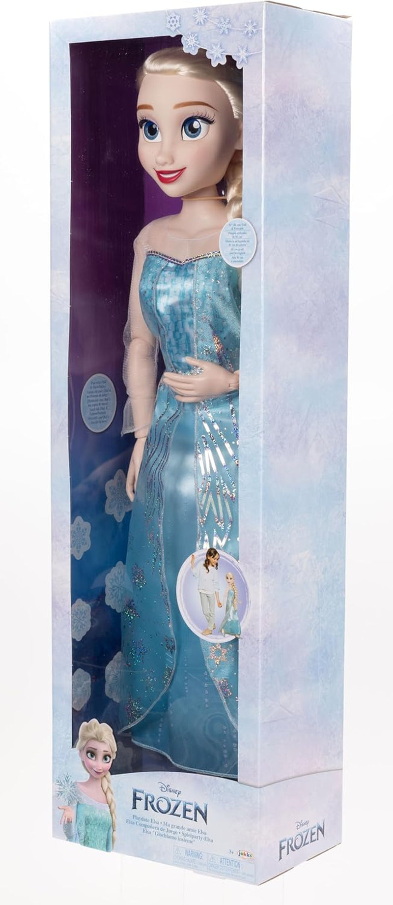 Disney Frozen Playdate Elsa gigantische pop 80 cm van Jakks Pacific Volledig gelede pop met 11 scharnierpunten, inclusief haarborstel en accessoires