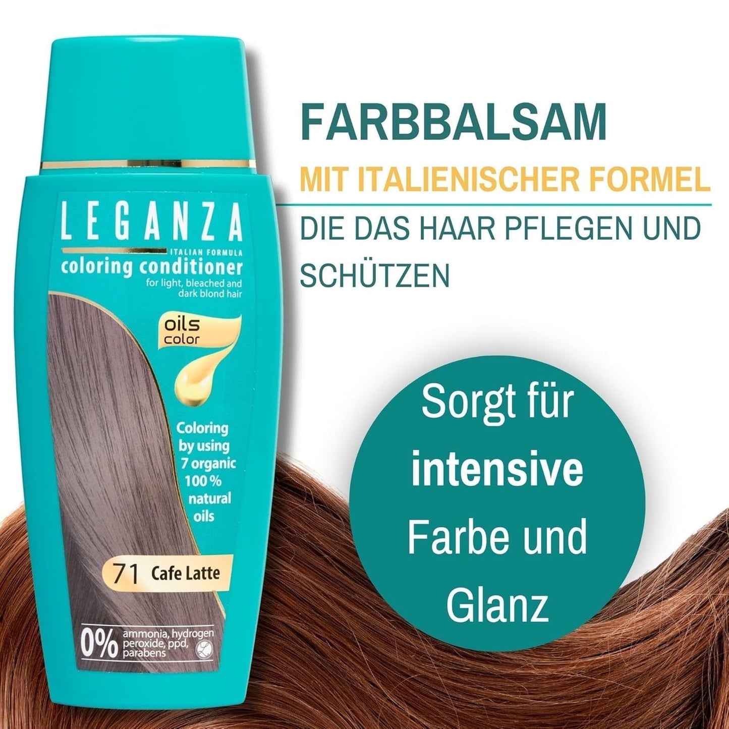 Leganza Natuurlijke Balsem Haarverf Kleur 71 Café Latte | Haarverf zonder ammoniak | Verrijkt met 7 natuurlijke oliën | 150 ml Naty Shop haarverf