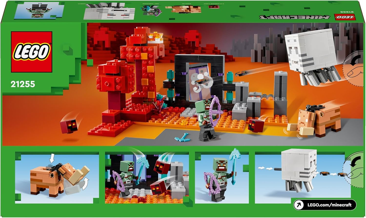 LEGO Minecraft Hinderlaag bij het Nether Portal Netherspelspeelgoed voor kinderen met gevechtsscènes en legendarische figuren inclusief Ghast-cadeau voor gamerjongens en -meisjes vanaf 8 jaar oud 21255 Bouwsets Bekijk de LEGO-Store