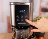 Rommelsbacher FKM 1000 filter-espressomachine - 1,5 liter watertank voor 12 koppen koffie, glazen karaf, uitgestelde start, warmhoudfunctie, aromafunctie, afneembare filterhouder 1x4