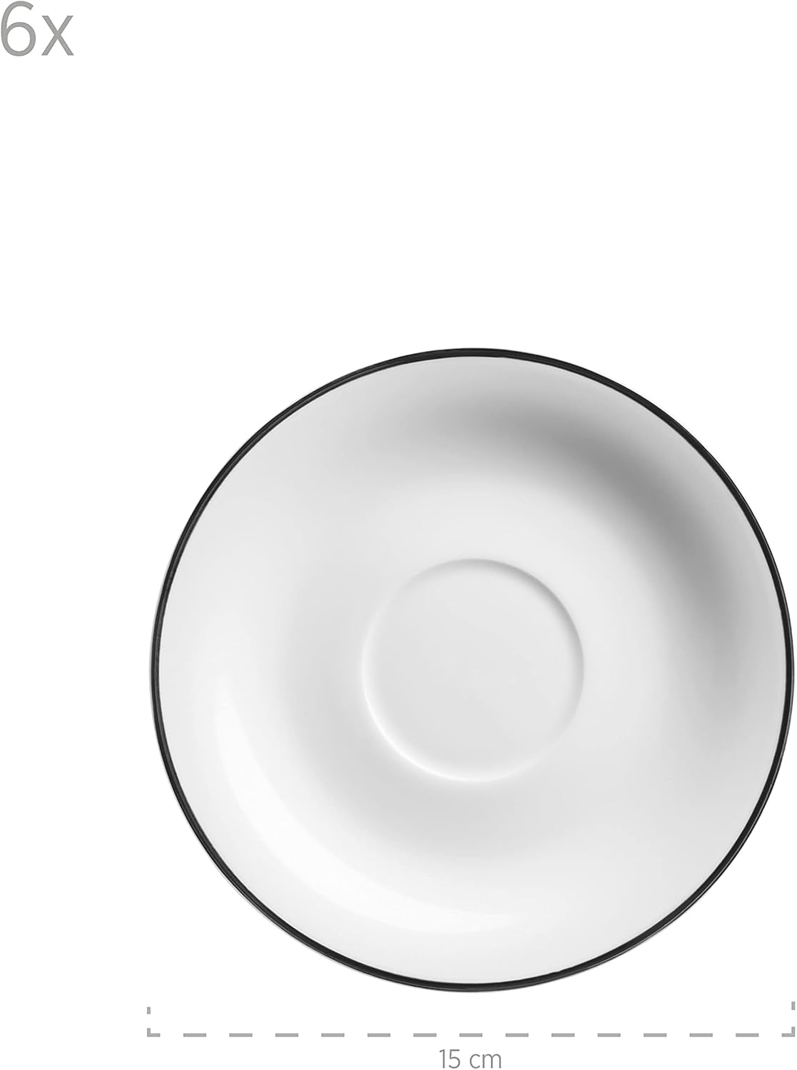 Mäser Nola Serie Modern 6-Persoons Koffieservies Wit met Zwarte Rand 18-delige Serviesset Koffiekopjes Schoteltjes en Dessertbordjes - Rond Koffieservies Koffieset Wit