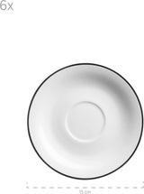 Mäser Nola Serie Modern 6-Persoons Koffieservies Wit met Zwarte Rand 18-delige Serviesset Koffiekopjes Schoteltjes en Dessertbordjes - Rond Koffieservies Koffieset Wit
