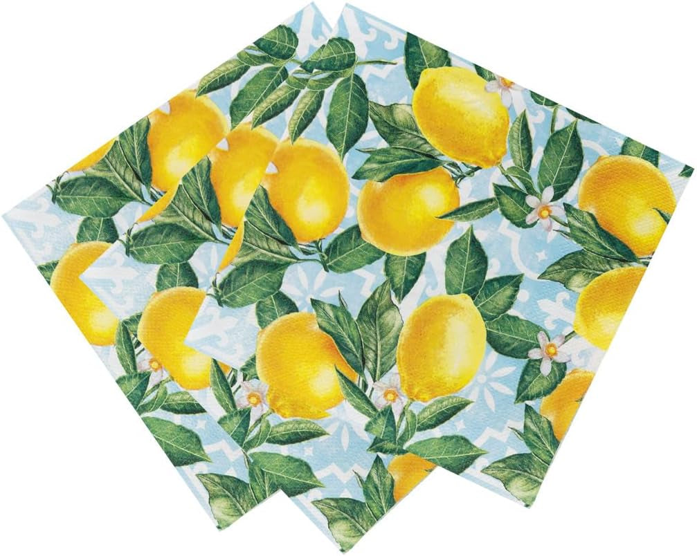 Talking Tables 20 x papieren servetten citroen, 20 stuks | Levendig thema wegwerpservies voor onvergetelijke bijeenkomsten, zomerfeesten, bruidsdouches, lunches, helder