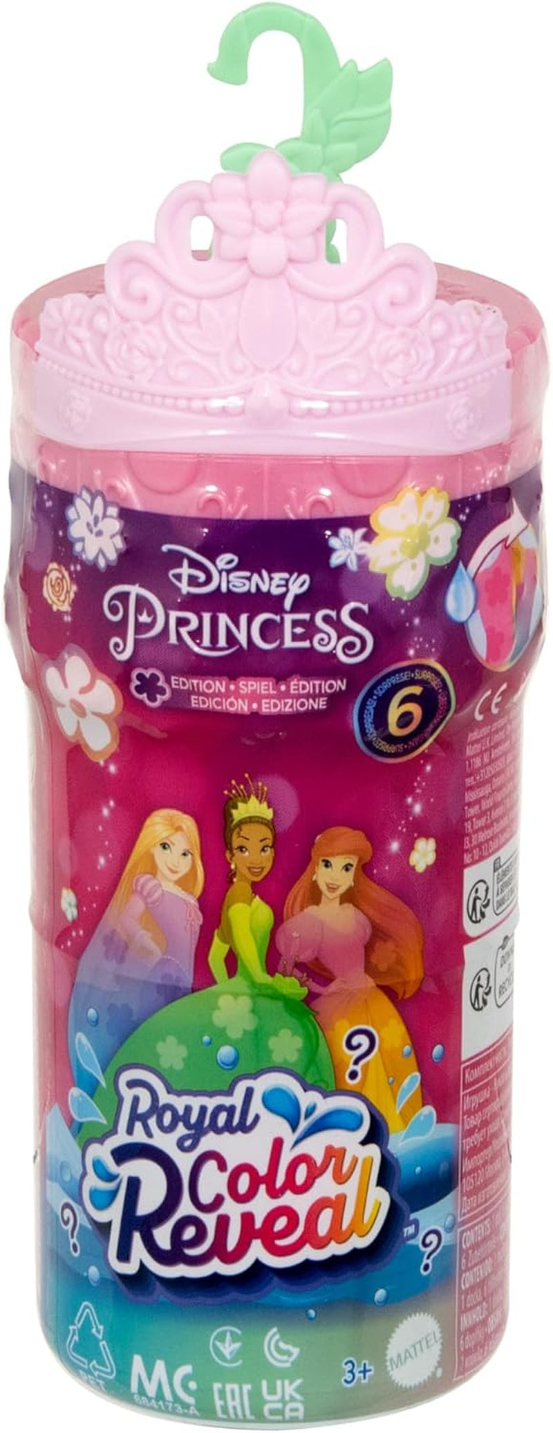 Mattel Disney Princess Royal Color Reveal kleine pop met 6 verrassingen, inclusief geurring en 4 accessoires (poppen kunnen variëren), tuinfeestserie HRN63