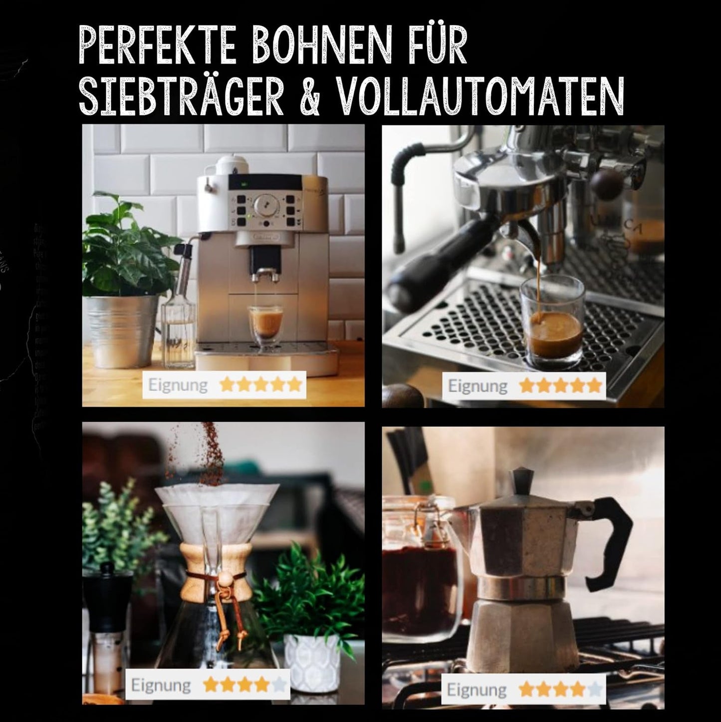 | Kaffeebohnen extra sterk | Espresso 100% Robusta | viel Kaffein wenig Säure | 1000g ganze Kaffee Bohnen | geigeint für Volautomatisch | met Zufriedenheitsgarantie