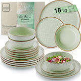 SÄNGER Rio Munt | Serviesset van steengoed voor 6, 6 borden, 6 dessertborden, 6 kommen, mintgroen | DE WAARDE-COLLECTIE