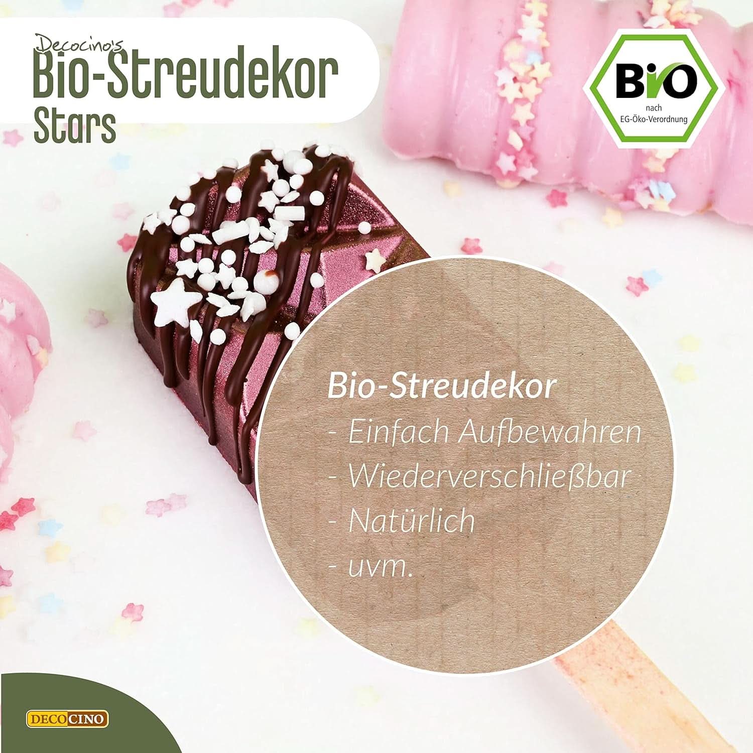 DECOCINO Biologische Strooisterren, 50 gram Hagelslag Naty Shop