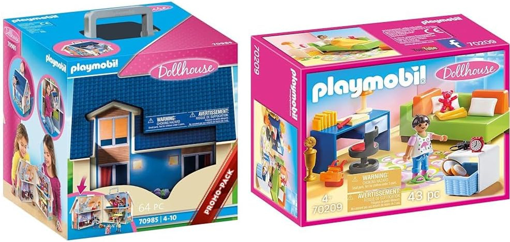Poppenhuis 70985 Opvouwbaar poppenhuis met handvat, speelgoed voor kinderen vanaf 4 jaar en poppenhuis 70209 Tienerkamer met meisjesfiguur en accessoires, 4+