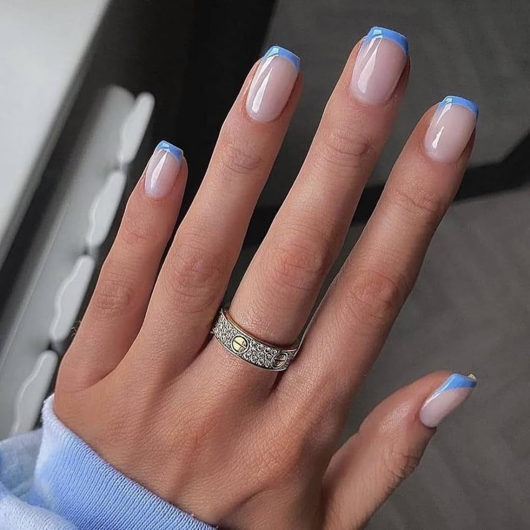 Lange Franse tips Gouden glitterlijm op lange vierkante nagels Glitter Franse tip Kunstnagels Set Vierkante kunstnagels voor dames 24 stuks