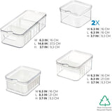 iDesign opbergdozen, koelkastorganizer met deksels in een set van 5, gerecyclede plastic voedselopbergdozen voor het organiseren van verbruiksartikelen, helder en wit Naty Shop voedselopbergdozen