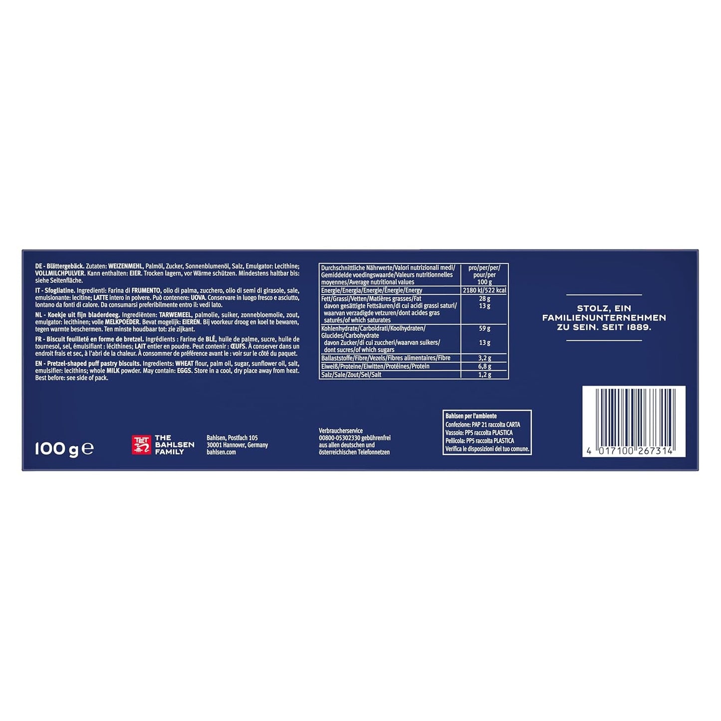Bahlsen bladerdeeg - Pak van 12 - Gekarameliseerd bladerdeeg in pretzelvorm (12 x 100 g)