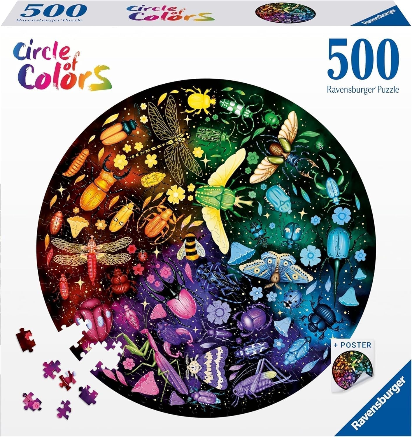 Ravensburger - Puzzel voor volwassenen - Ronde puzzel met 500 stukjes - Geschikt vanaf 12 jaar - Insecten (kleurenwiel) - Puzzel gemaakt in Europa - 12000820 Puzzel Naty Shop