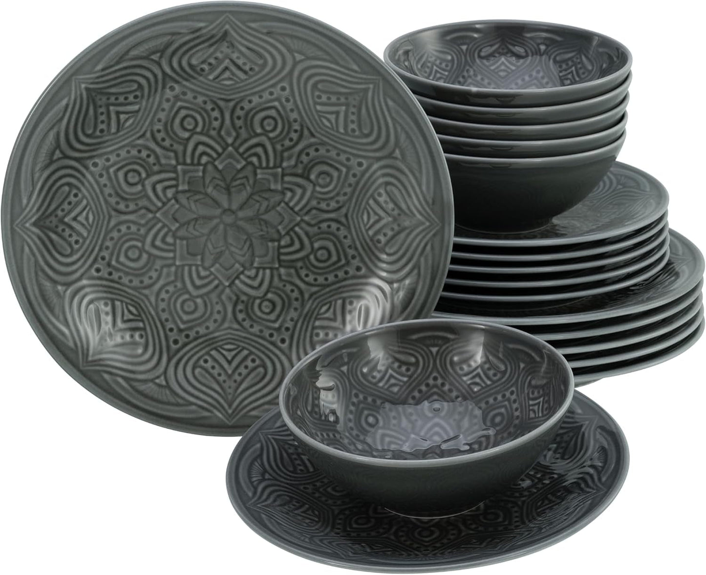 CreaTable, 21627, Orient Mandala-serie, 18-delige serviesset, porseleinen bordenset, vaatwasser- en magnetronbestendig, gemaakt in Europa