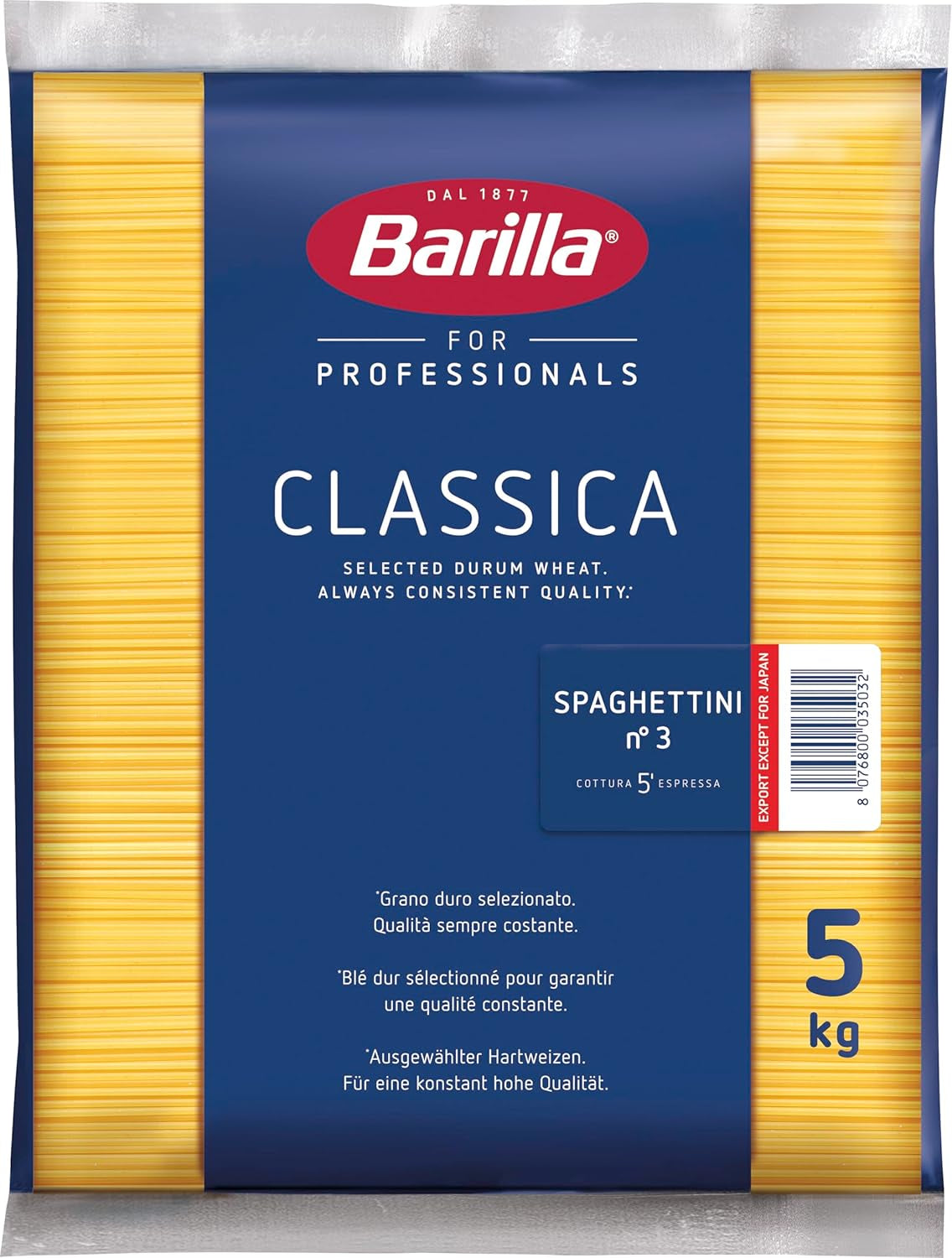 Barilla Pasta Klassische Spaghetti n.5 aus hoogwaardige Hartweizen immer al dente, (1 x 500 g), smaakloos