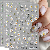 5 Stuks Geprägte Gänseblümchen Nagelsticker Selbstklebend Blumen Nagelaufkleber Gänseblümchen Schmetterling Nagel Sticker Nageldesign Aufkleber Nägel Zubehör Blume Nail Sticker Flower Nail Art Stickers