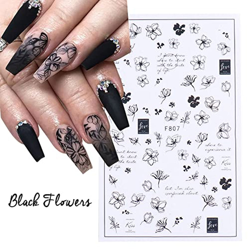 JMEOWIO Nagelsticker Frühling Blumen 10 Blätter Nagelaufkleber Selbstklebend Nail Art Decoratie Nageldesign Zubehör Für Frauen Mädchen