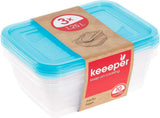 Kekeeper set van 3 voedselbewaarpotten, 3 x 1,25 l, 20,5 x 15,5 x 6,5 cm, Fredo Fresh, transparant blauw Voedselbewaardozen Naty Shop Standaard titel