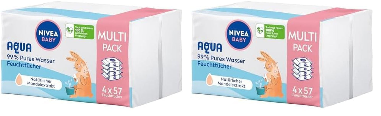 NIVEA Baby Aqua vochtige doekjes 4x57 stuks