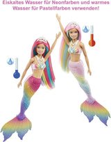 Barbie Dreamtopia Rainbow Magic Zeemeermin, Zeemeermin Barbie met Regenbooghaar, Kleurveranderende pop, Watergeactiveerd, Speelgoed voor kinderen vanaf 3 jaar, Cadeau voor meisjes, GTF89