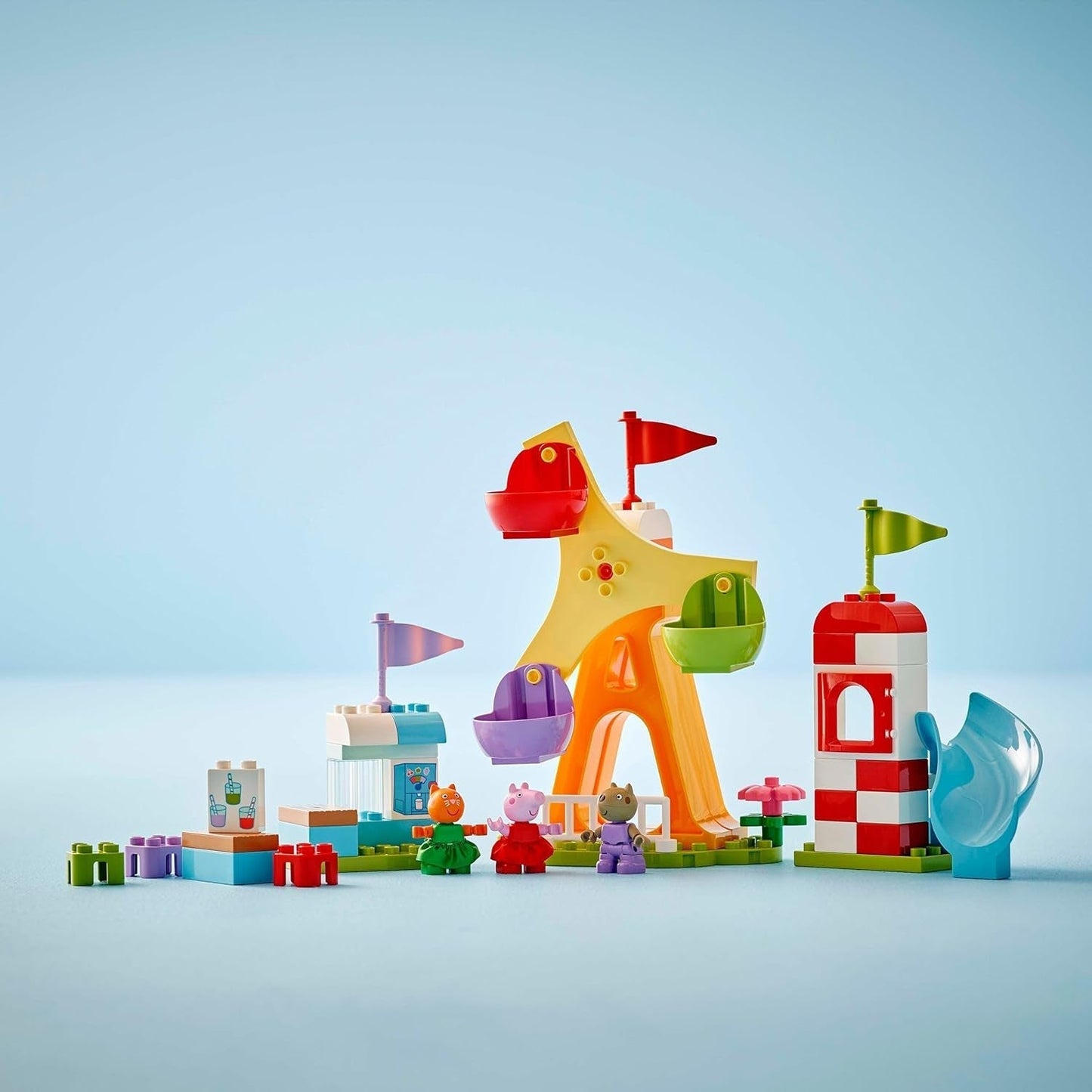 LEGO DUPLO Peppa Wutz Kermis - Kinderspeelgoed en motoriekspeelgoed voor kinderen vanaf 2 jaar - Kleuterspellen met reuzenrad, glijbaan en 3 figuren waaronder Mollie Kitty en Klausi Kläff - Cadeau voor kinderen 10453 Bouwsets Besuche den LEGO-Store