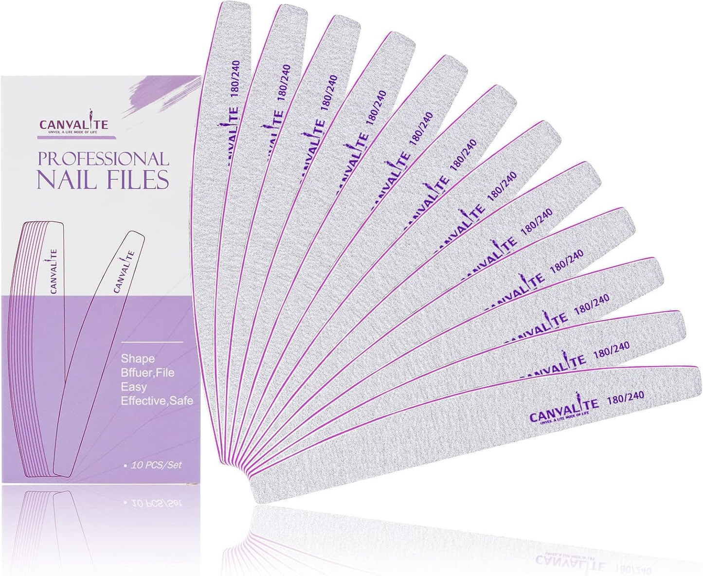 10 Stück Professionale Nagelfeilen Doppelseitig (100/180 Körnung) Nagelwerkzeug, Haustierpflege Für Zuhause en Salon Verwendbar