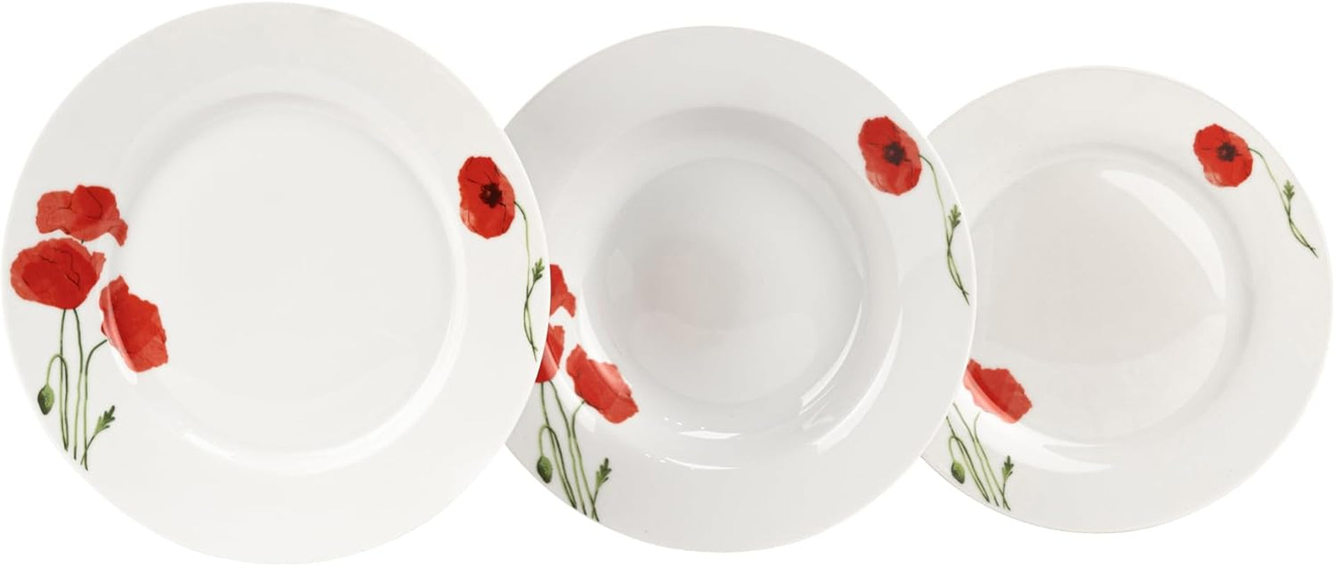 Serviesset voor 6 - 18-delig - Porseleinen serviesset - Witte serviesset - Kom en bordenset - Modern servies - Borden - Serviesgoed - Serviesset voor 6 personen