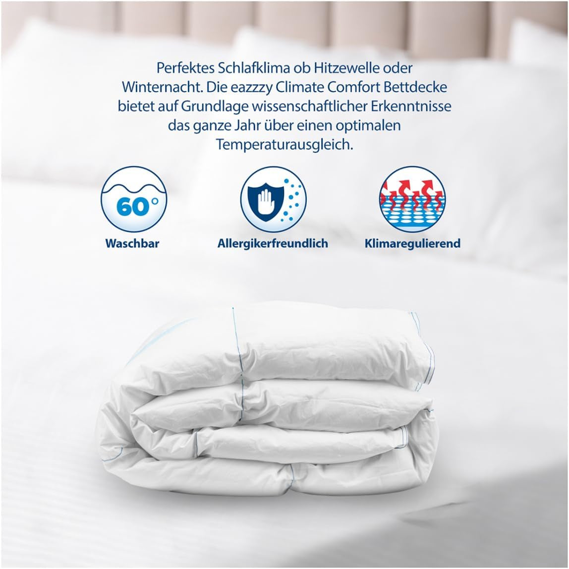 Genius Eazzzy Climate Comfort Dekbed 155 X 220 Cm, Vezeldicht, Lichtgewicht dekbed voor alle seizoenen, Ademend dekbed, Aangename temperatuur om te slapen, Dekbed voor alle seizoenen Dekbedden en quilts Naty Shop