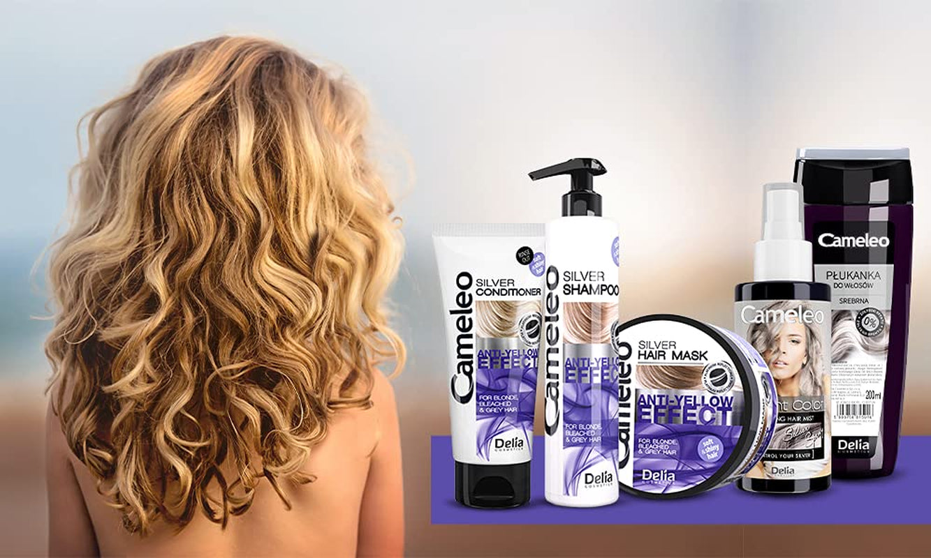 Cameleo - Zilvertintmasker - Geen geeleffect - Violette behandeling en kleurbescherming voor blond, grijs en wit haar - Platinum Shades - UV-bescherming - Vrij van parabenen - 200 ml Naty Shop Haarmasker