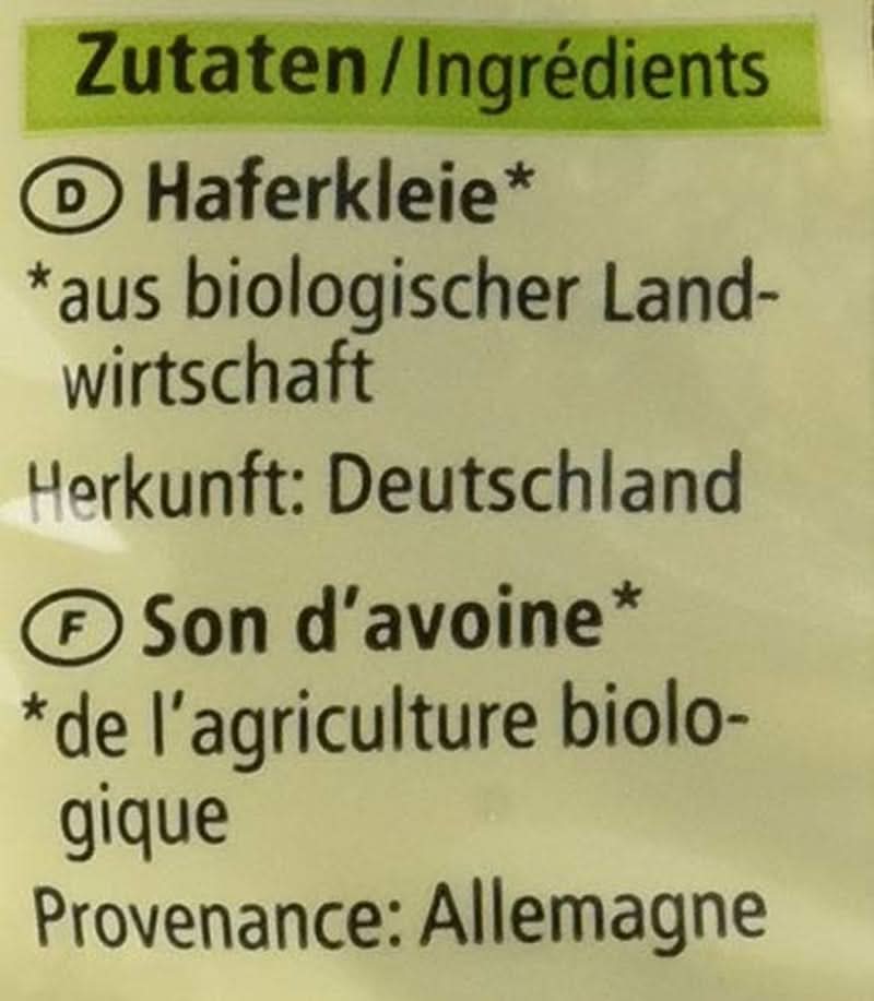 Biologische haverzemelen met kiemen, 500 gram Cereale Naty Shop