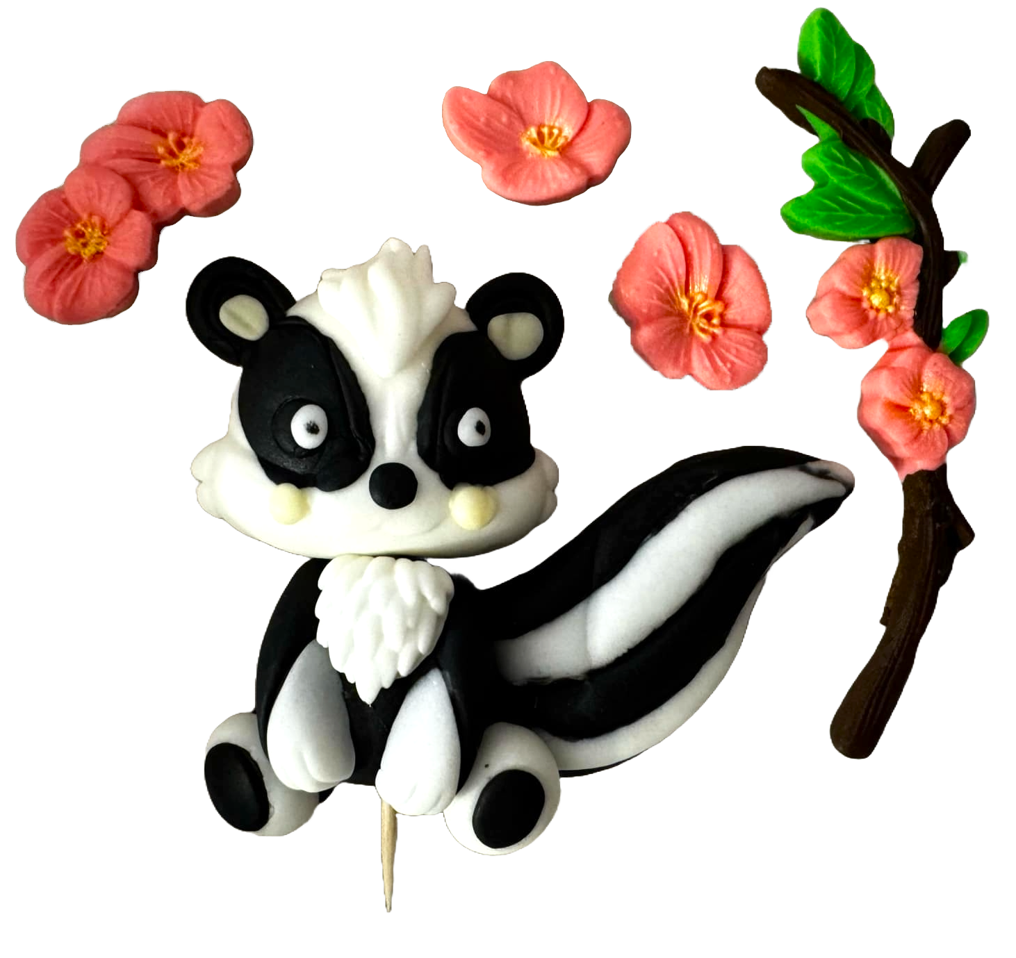 Set van 5 eetbare suikerpasta-decoraties, Skunk-kuikens Suikerpasta-decoraties Nati Shop