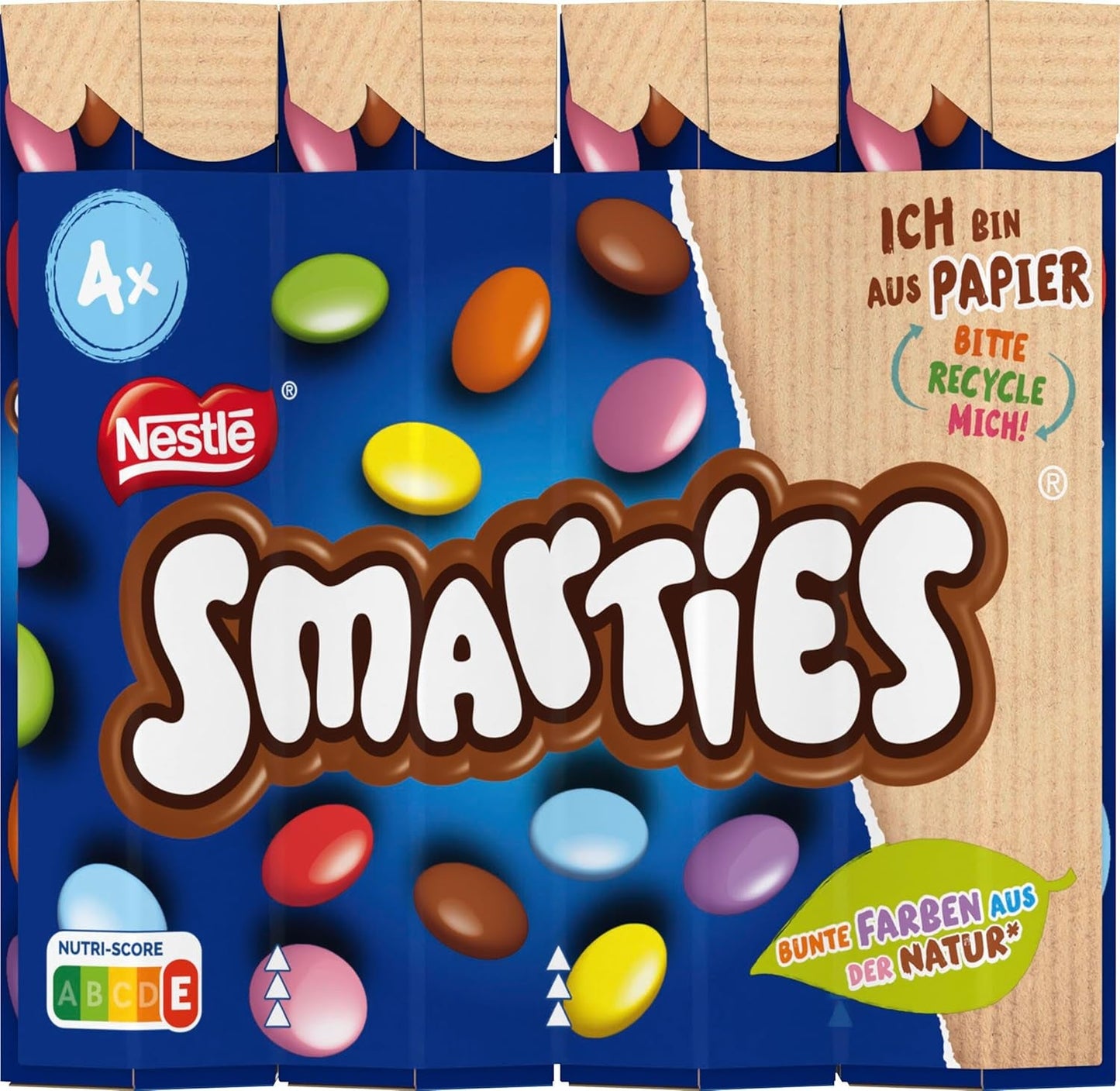 Nestlé SMARTIES Multipack, kleine rol, chocoladekleurige linzen, ideaal voor kinderverjaardagen, natuurlijke kleuren, zeshoekige rol, verpakking van 12 (12x (4 x 34g))