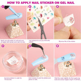 FANDAMEI 54 Blätter Wassertransfer Nagelsticker & Nail Art Pinsel Set, Dotted Pennen, Blattgold voor Nagelkunst, Streifenband, Strasssteine, Werkzeug en Decoratieset voor Nagelkunst Maniküre Set
