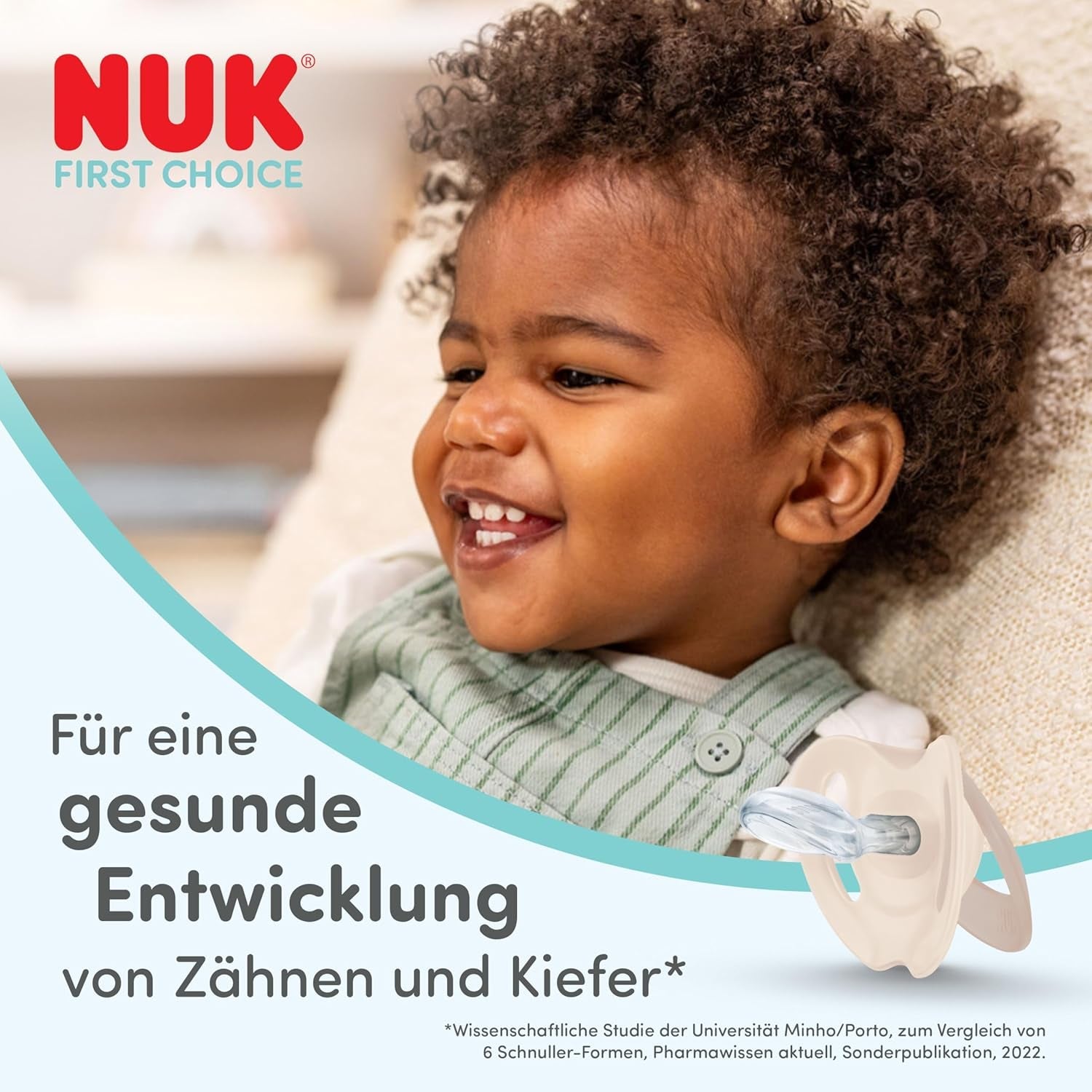 NUK First Choice Nachtfopspeen voor baby's | 6-18 maanden | Orthodontische fopspenen die oplichten in het donker | Kalmeert 99% van de baby's** | Konijn/Schap | Pak 0-2