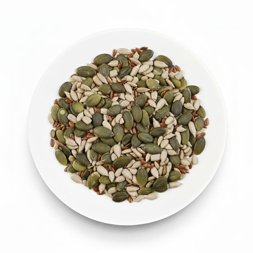 Biologische Omega Zadenmix 3 kg (mengsel van pompoen-, zonnebloem- en lijnzaad), een mix van 3 hele rauwe oliezaden, rijk aan eiwitten, vezels en omega-3-vetzuren