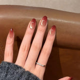 Moonglow korte magnetische kunstnagels, roze amandelrood gradiënt glitter kattenoog met lijm, roze rode ombre glitter fototherapie kunstnagels voor dames en meisjes