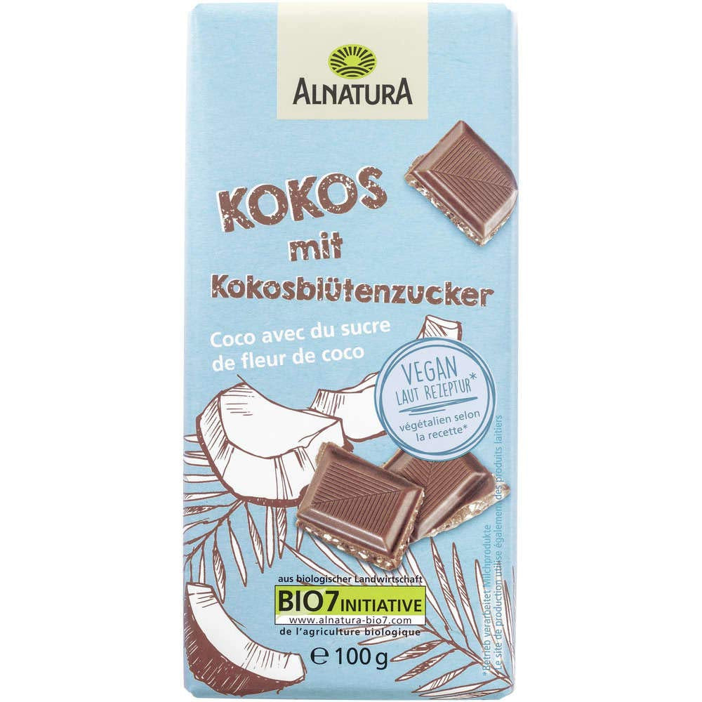 Biologisch veganistisch alternatief voor chocolade met suiker uit kokosbloemen, 100g