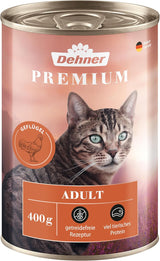 Dehner Premium kattennatvoer, graanvrij, voor volwassen katten, gevogelte, 6 blikken van 400 g (2,4 kg)
