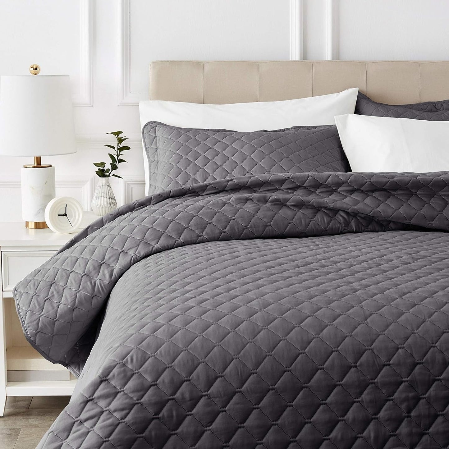 Amazon Basics oversized dekbed met reliëf, 170 X 210 cm, donkergrijs ruitpatroon Bedden en dekens Besuche den Amazon Basics-Store 170 X 210 Cm