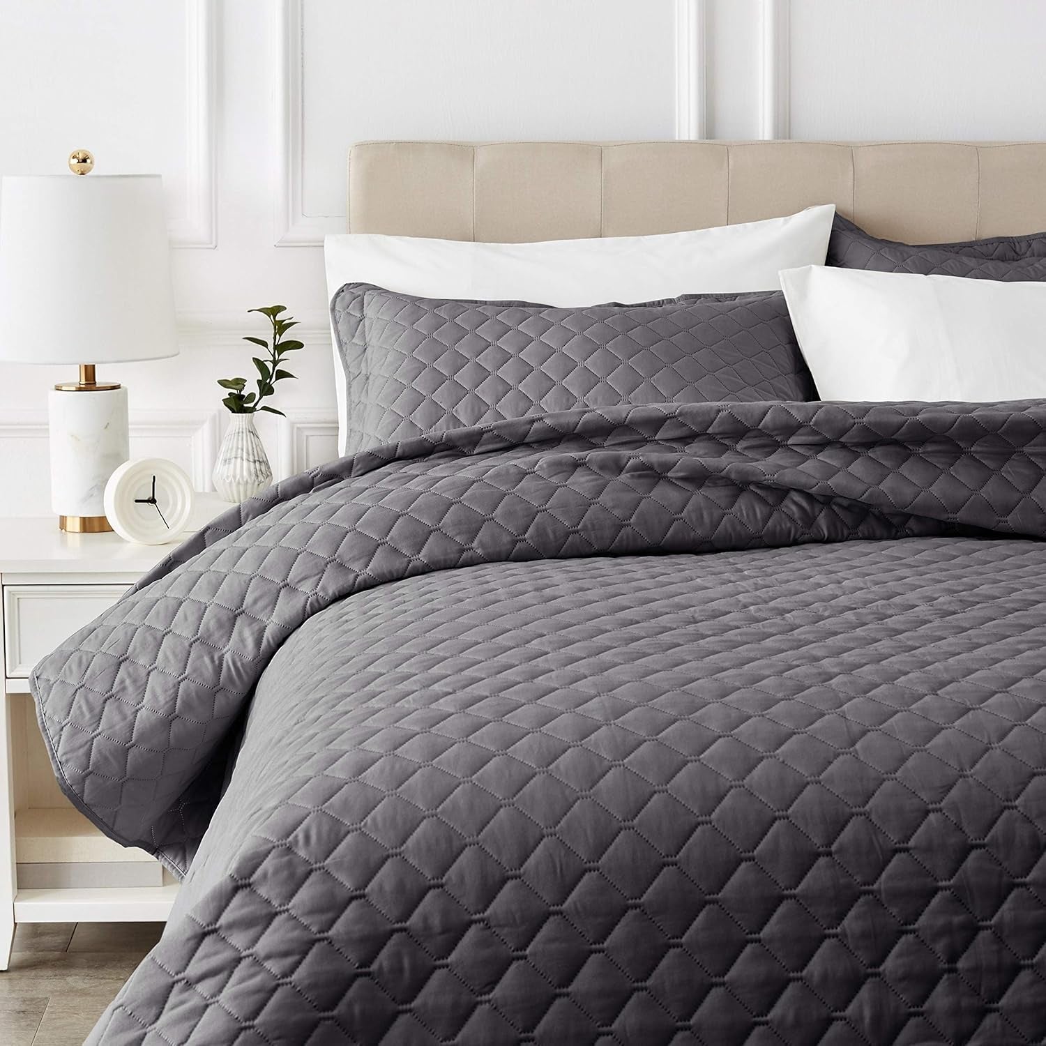 Amazon Basics oversized dekbed met reliëf, 170 X 210 cm, donkergrijs ruitpatroon Bedden en dekens Besuche den Amazon Basics-Store 170 X 210 Cm