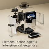 Siemens EQ900 TQ903D03 Automatische espressomachine, app-bediening, intuïtief touchscreen, barista-modus, AromaBoost, ruisonderdrukking, premium molen, automatische stoomreiniging, 1500 W, roestvrij staal