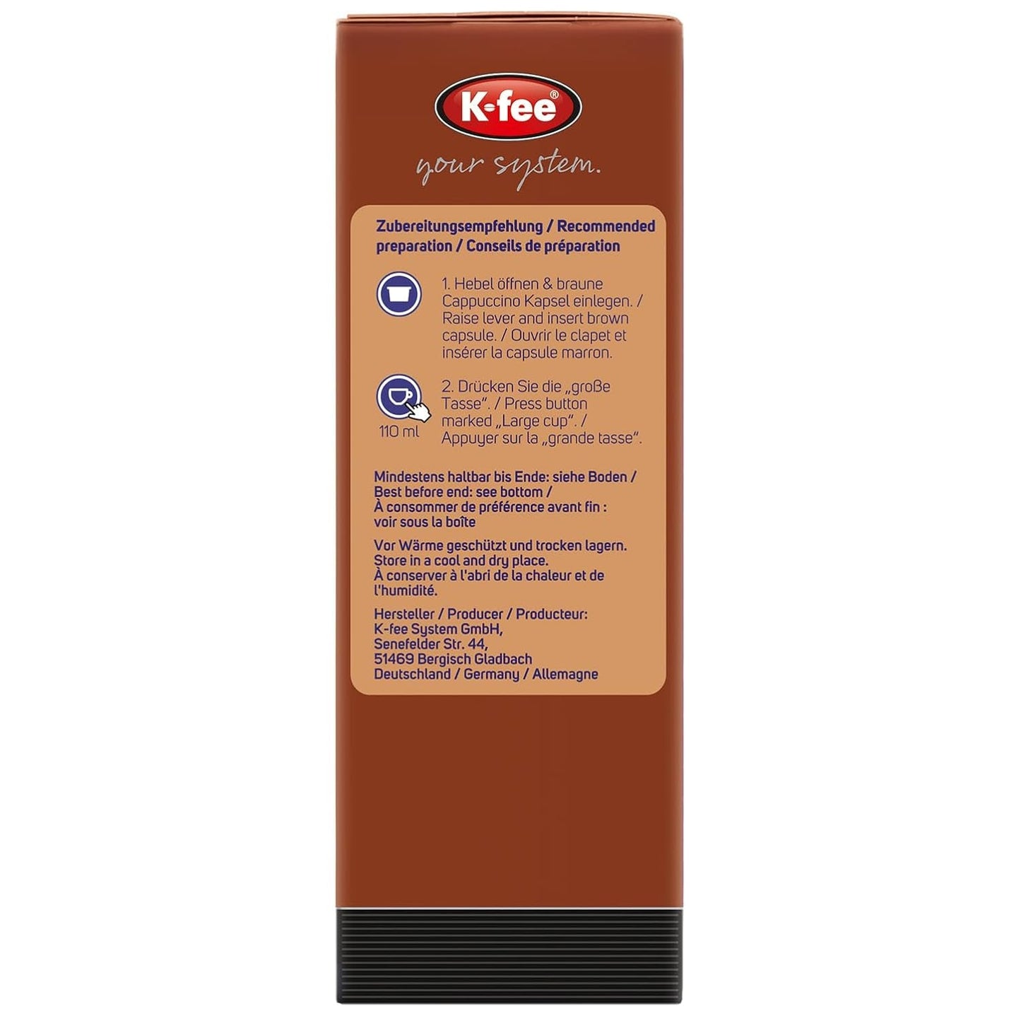 KRÜGER Cappuccino Schoko Koffiecapsules, compatibel met K-fee en ALDI EXPRESSI* Kapselmaschinen, gearomatiseerde oploskoffie, 96 capsules