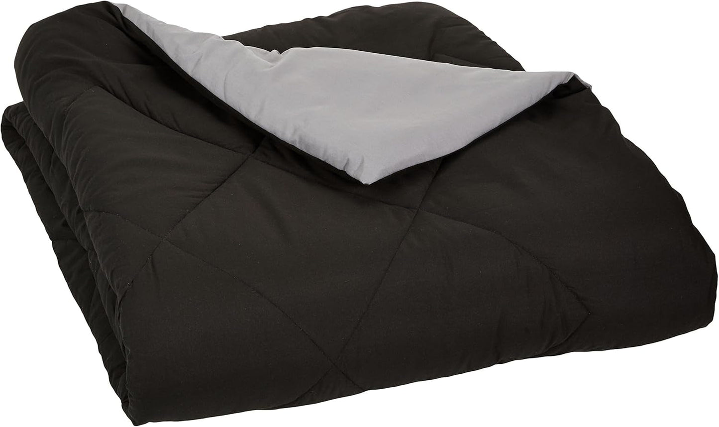 Amazon Basics microvezel dekbedovertrek, aan beide zijden te gebruiken, 220 X 240 Cm, grijs/zwart Dekbedden en dekbedden Naty Shop