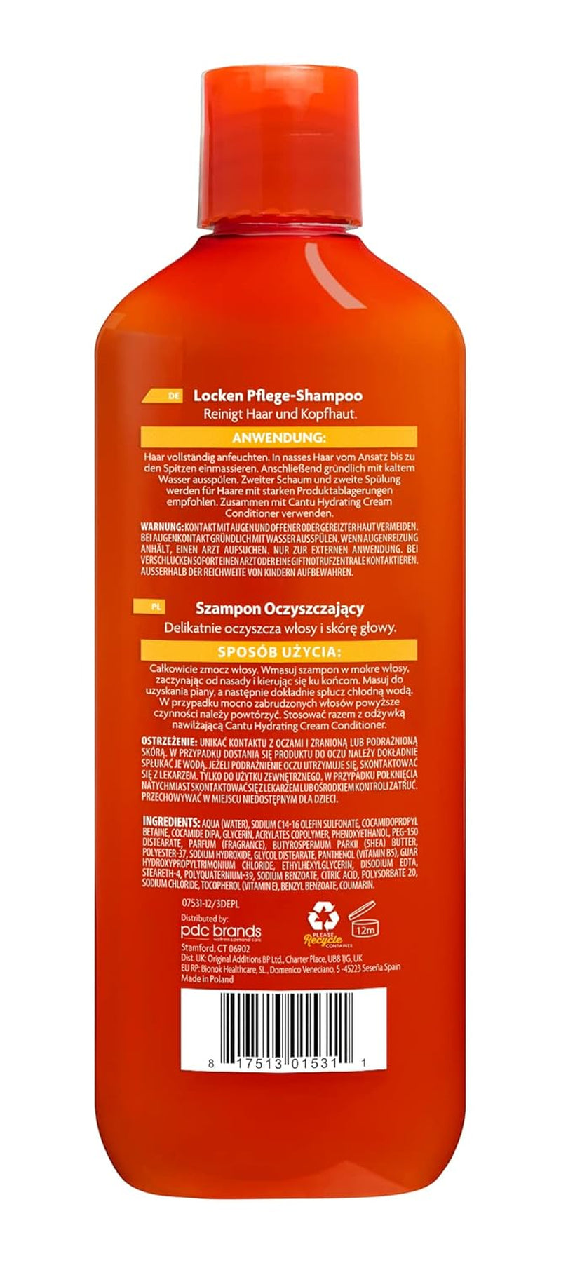 Cantu Cleansing Cream Shampoo – Shampoo voor Lockiges en Krauses Haar – Reichhaltige Formel Aus Shea Butter – Sanfte en Tiefenwirksame Reinigung voor Haar en Kopfhaut – Sulfaatvrij – 400 Ml Cantu Douche en Bad