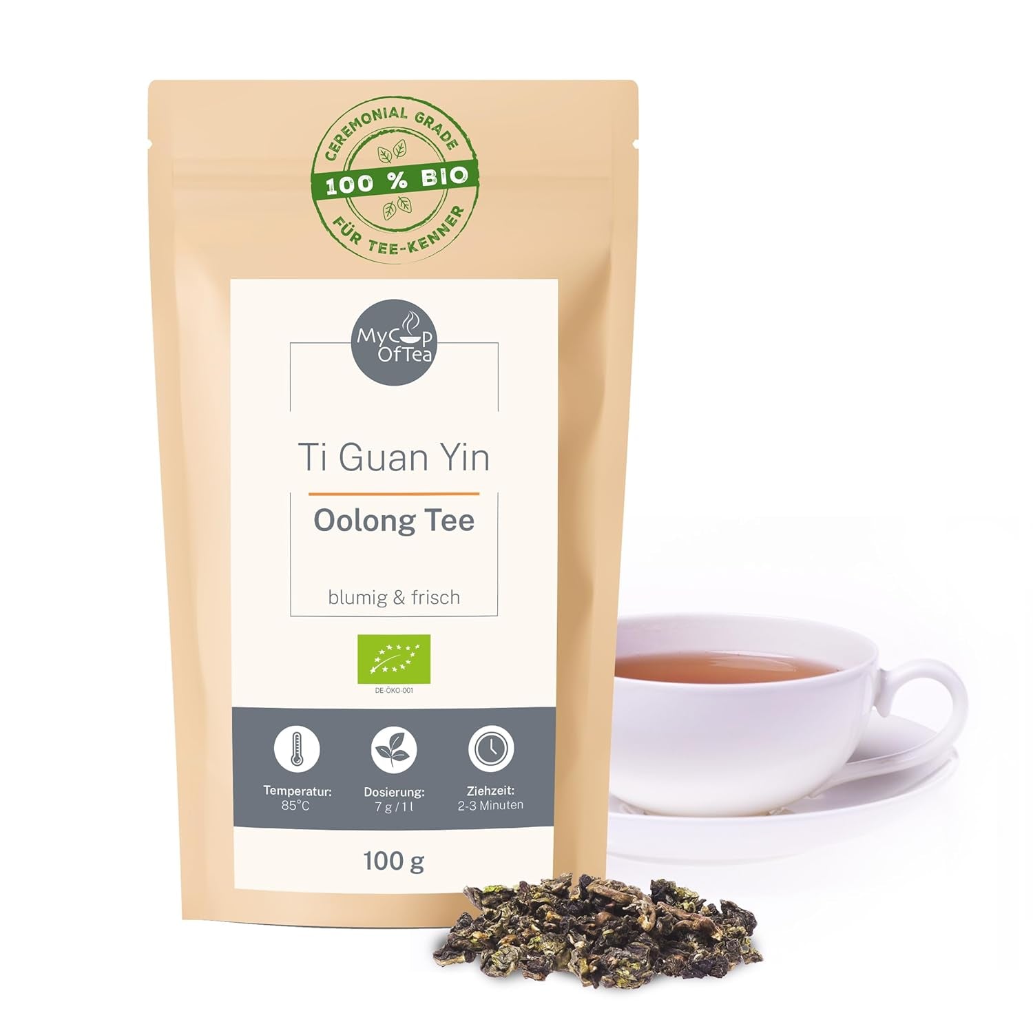Ti Guan Yin Bio Oolong Thee 100g - Hoge kwaliteit biologische Oolong thee uit China - Wu Long (ceremoniële kwaliteit) - voor theeliefhebbers en kenners - Mycupoftea