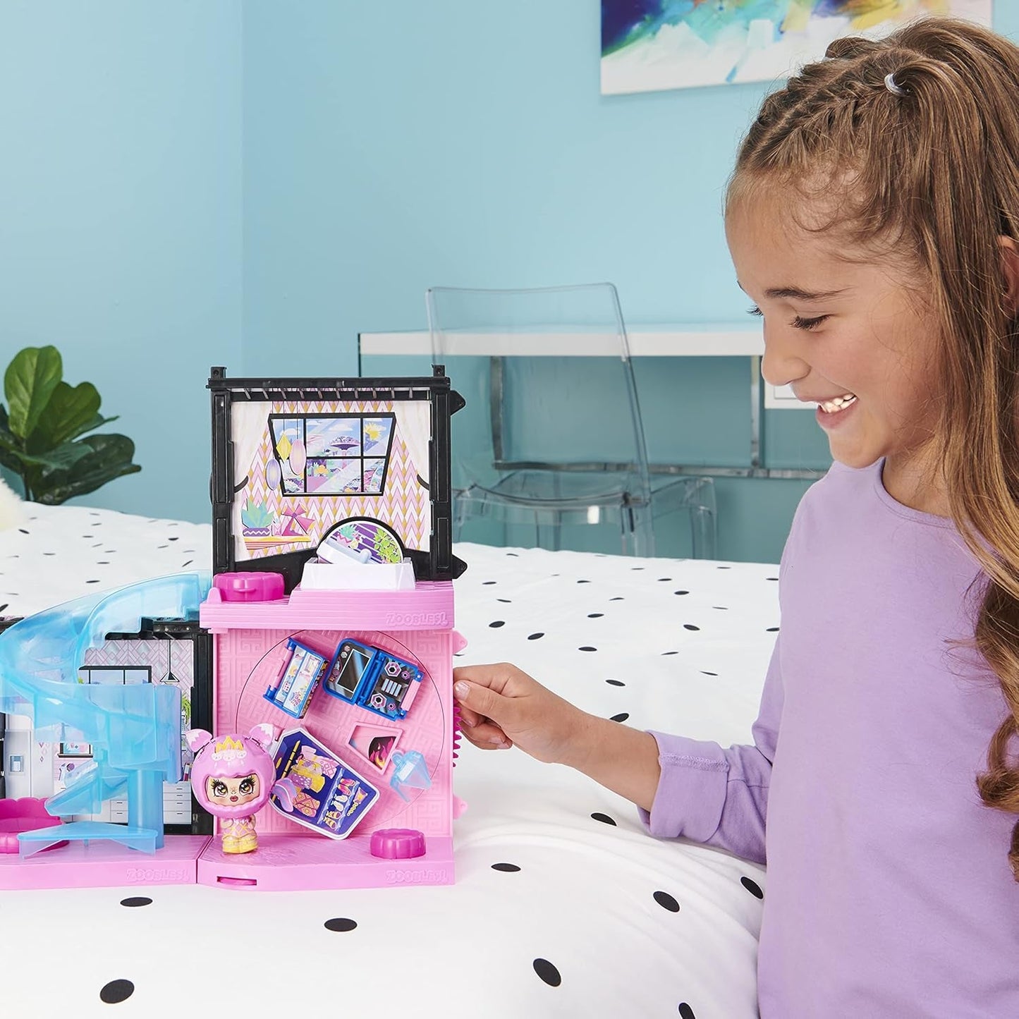 Zoobles Magic Mansion Transformeerbaar droomhuis met 6 kamers, glijbaan en accessoires